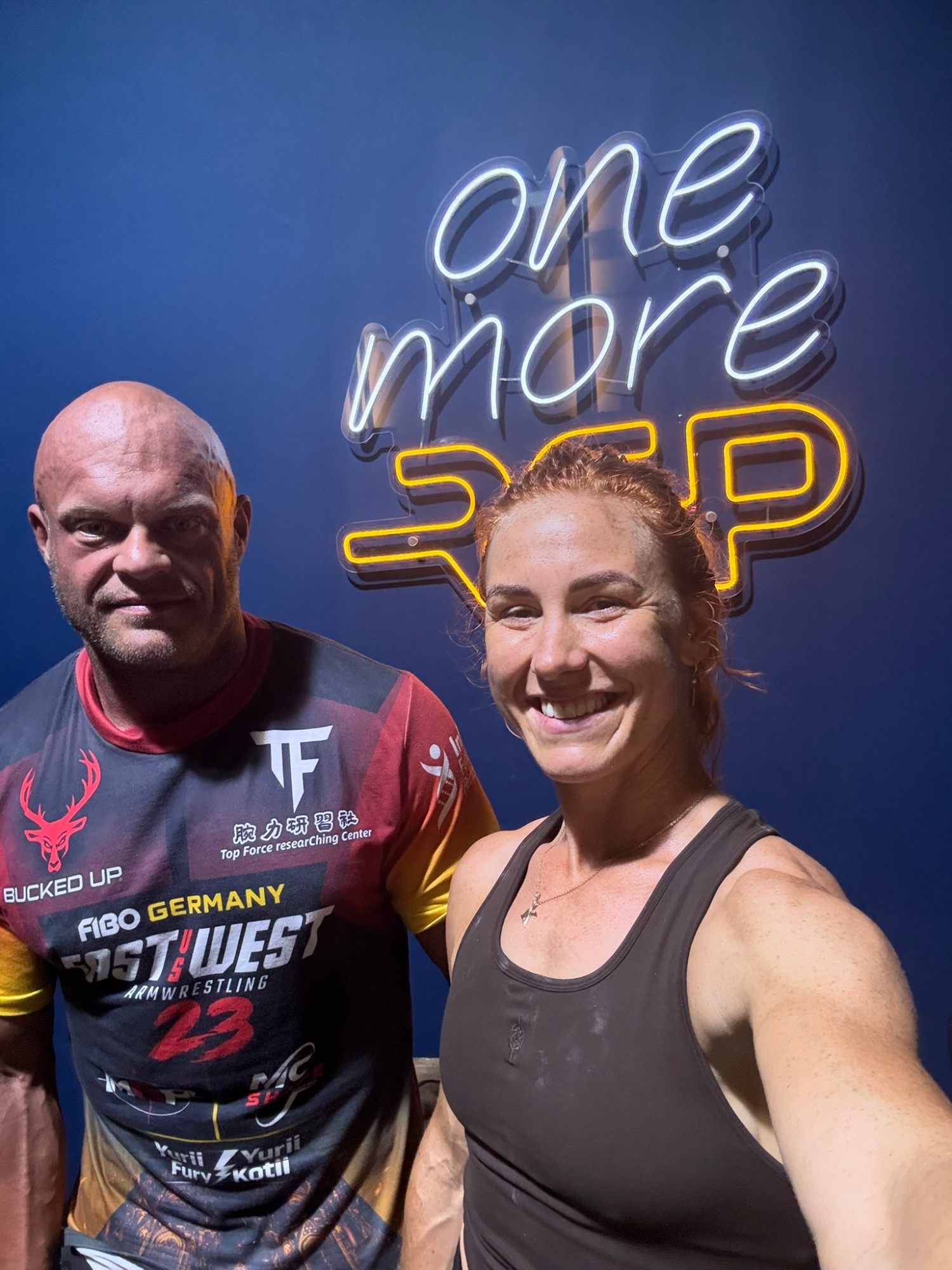 The two of us after training at One More Rep gym in Pylos